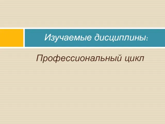 Профессиональный цикл Изучаемые дисциплины: