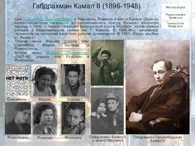 Габдрахман Камал II (1896-1948) Сын Галиакбара Камалетдинова и Маугыйзы. Родился и