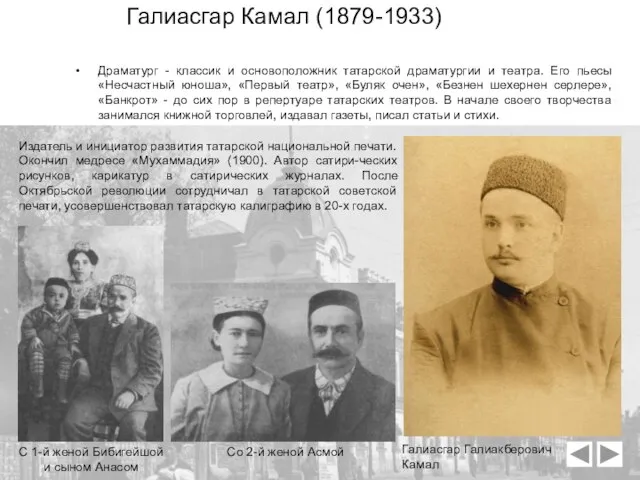 Галиасгар Камал (1879-1933) Драматург - классик и основоположник татарской драматургии и