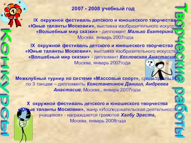 Конкурсы Творческие работы IX окружной фестиваль детского и юношеского творчества «Юные