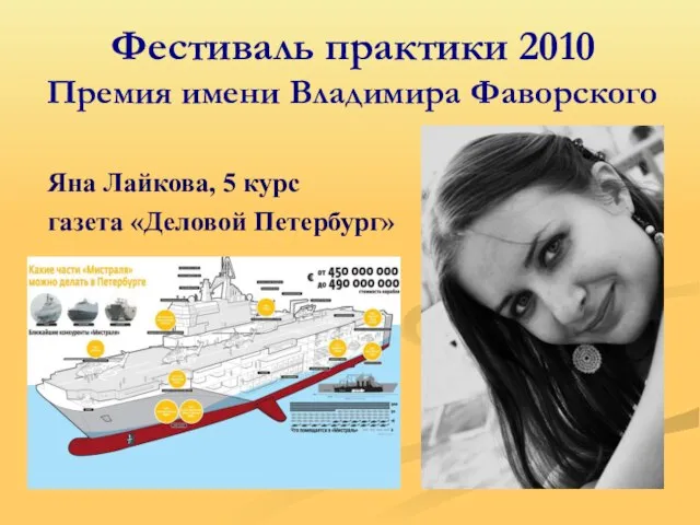 Фестиваль практики 2010 Премия имени Владимира Фаворского Яна Лайкова, 5 курс газета «Деловой Петербург»