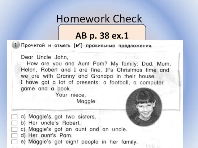Homework Check Воронцова Н.С. 2011-2012 AB p. 38 ex.1