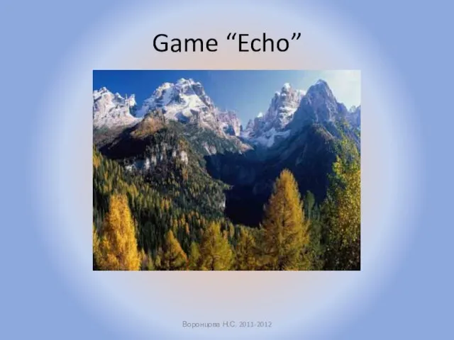 Game “Echo” Воронцова Н.С. 2011-2012