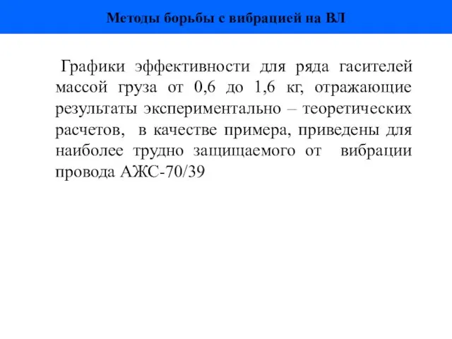 Графики эффективности для ряда гасителей массой груза от 0,6 до 1,6