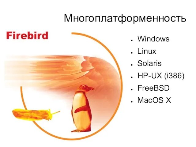 Многоплатформенность Windows Linux Solaris HP-UX (i386) FreeBSD MacOS X