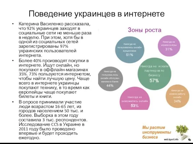 Поведение украинцев в интернете Катерина Василенко рассказала, что 92% украинцев заходят