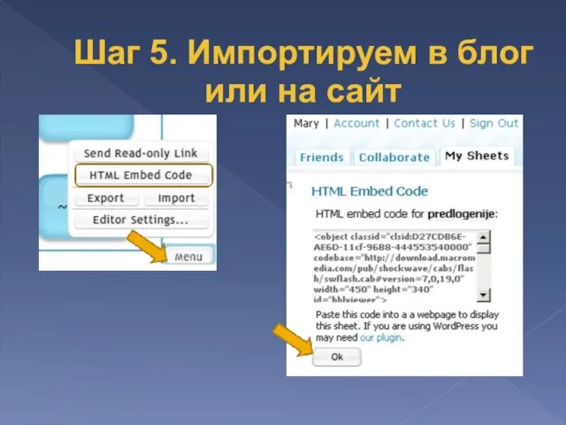 Шаг 5. Импортируем в блог или на сайт