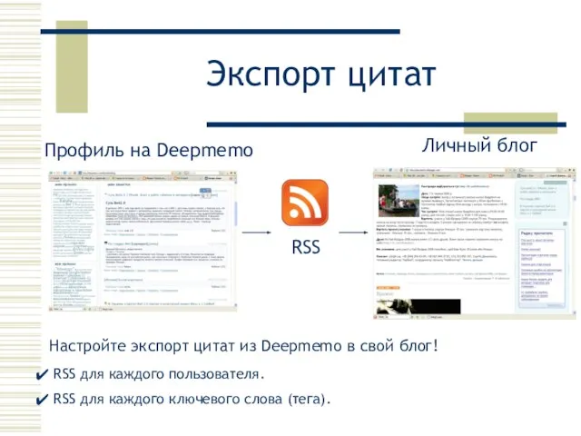 Экспорт цитат Профиль на Deepmemo RSS Личный блог RSS для каждого