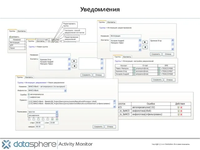 Уведомления Activity Monitor Copyright (с) 2010 DataSphere. Все права защищены.