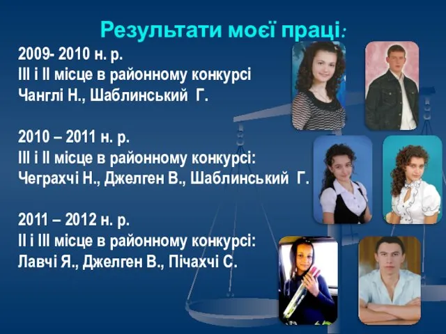 Результати моєї праці: 2009- 2010 н. р. ІІІ і IІ місце