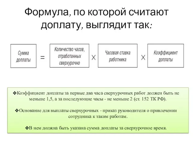 Формула, по которой считают доплату, выглядит так: Коэффициент доплаты за первые