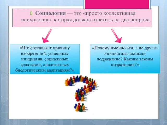 Социология — это «просто коллективная психология», которая должна ответить на два