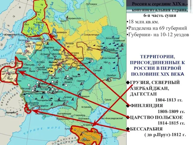 ТЕРРИТОРИИ, ПРИСОЕДИНЕННЫЕ К РОССИИ В ПЕРВОЙ ПОЛОВИНЕ XIX ВЕКА ГРУЗИЯ, СЕВЕРНЫЙ