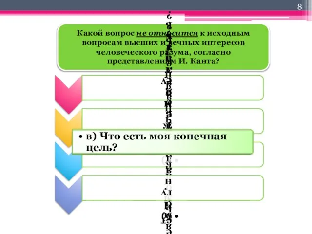 Какой вопрос не относится к исходным вопросам высших и вечных интересов