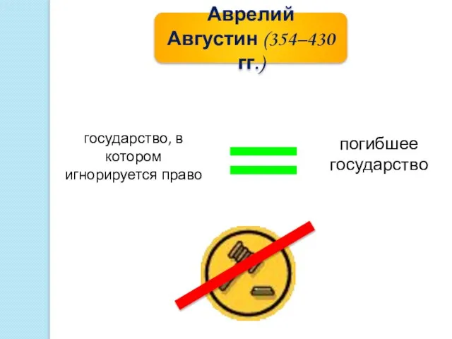 государство, в котором игнорируется право погибшее государство Аврелий Августин (354–430 гг.)