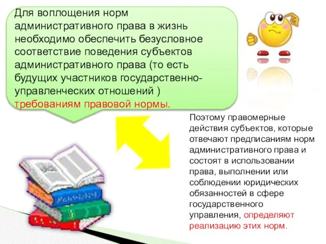 Для воплощения норм административного права в жизнь необходимо обеспечить безусловное соответствие