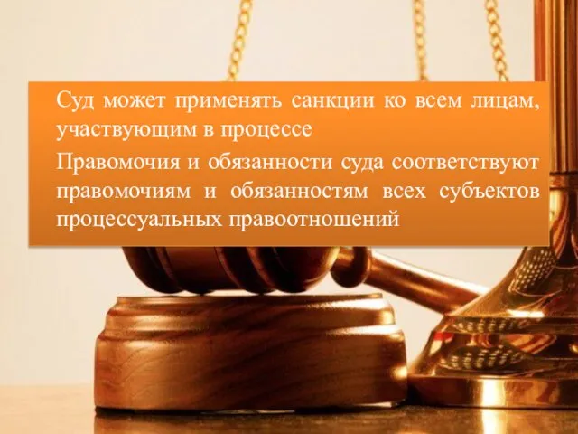 Суд может применять санкции ко всем лицам, участвующим в процессе Правомочия