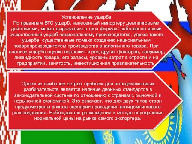 Установление ущерба По правилам ВТО ущерб, нанесенный импортеру демпинговыми действиями, может