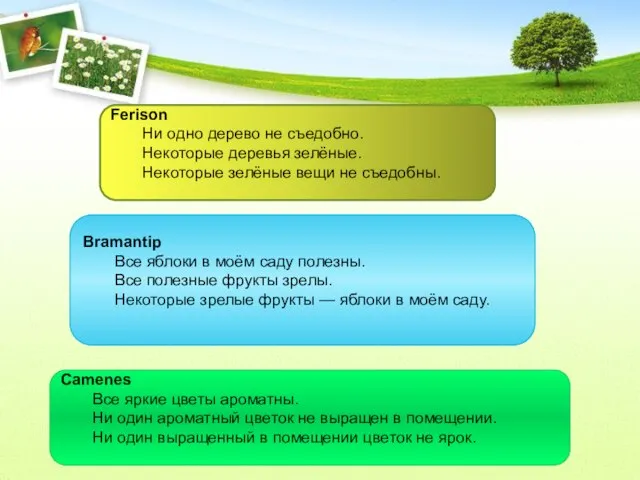 Ferison Ни одно дерево не съедобно. Некоторые деревья зелёные. Некоторые зелёные