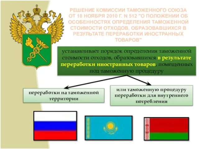 РЕШЕНИЕ КОМИССИИ ТАМОЖЕННОГО СОЮЗА ОТ 18 НОЯБРЯ 2010 Г. N 512