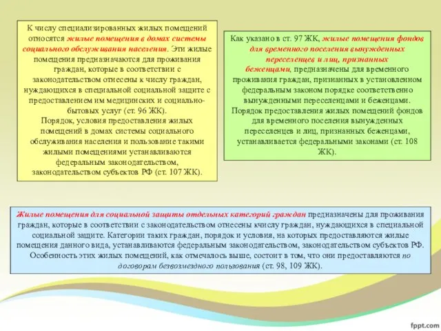 Жилые помещения для социальной защиты отдельных категорий граждан предназначены для проживания