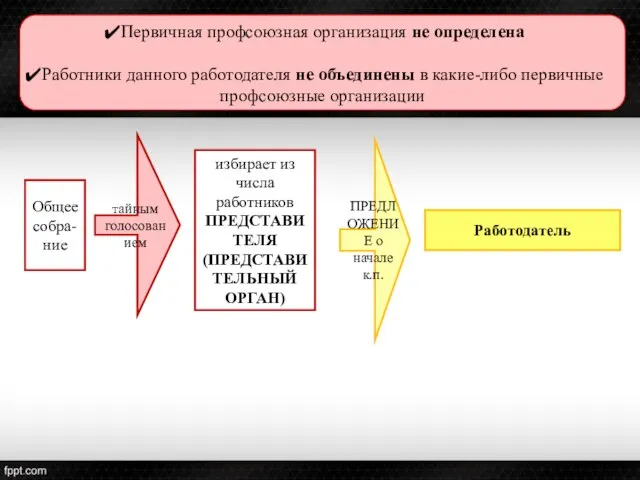 Первичная профсоюзная организация не определена Работники данного работодателя не объединены в