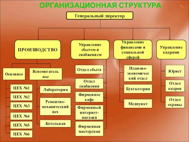 Генеральный директор ПРОИЗВОДСТВО Управление сбытом и снабжением Управление финансами и социальной