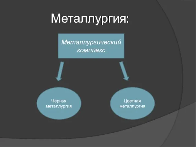 Металлургия: Металлургический комплекс Цветная металлургия Черная металлургия