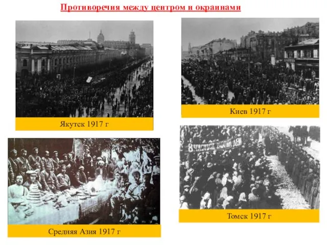 Противоречия между центром и окраинами Киев 1917 г Якутск 1917 г