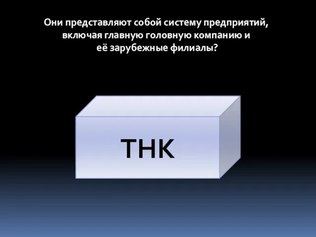 Они представляют собой систему предприятий, включая главную головную компанию и её зарубежные филиалы? ТНК