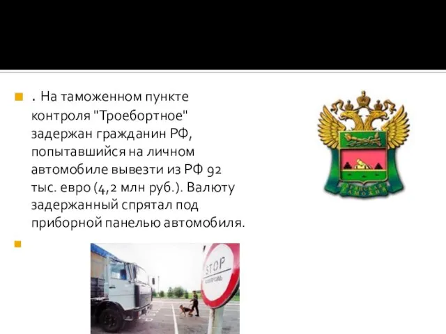 . На таможенном пункте контроля "Троебортное" задержан гражданин РФ, попытавшийся на