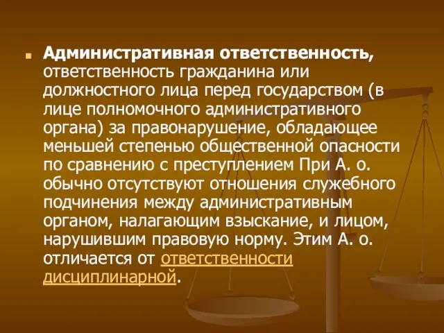 Административная ответственность, ответственность гражданина или должностного лица перед государством (в лице