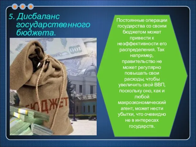 5. Дисбаланс государственного бюджета. Постоянные операции государства со своим бюджетом может