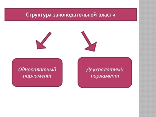 Структура законодательной власти Однопалатный парламент Двухпалатный парламент