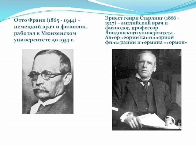 Отто Франк (1865 - 1944) – немецкий врач и физиолог, работал