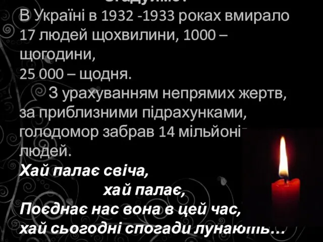 Згадуймо! В Україні в 1932 -1933 роках вмирало 17 людей щохвилини,