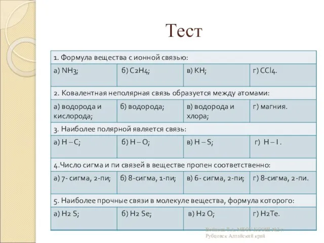 Тест Войнова Т.А. МБОУ КСОШ №2 г.Рубцовск Алтайский край