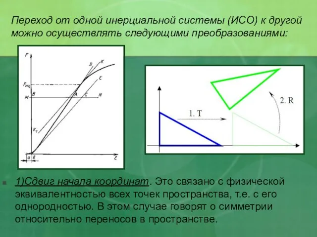 Переход от одной инерциальной системы (ИСО) к другой можно осуществлять следующими