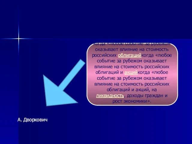 А. Дворкович когда «любое событие за рубежом оказывает влияние на стоимость