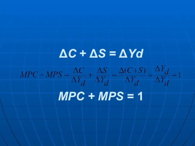 ΔС + ΔS = ΔYd МРC + МРS = 1