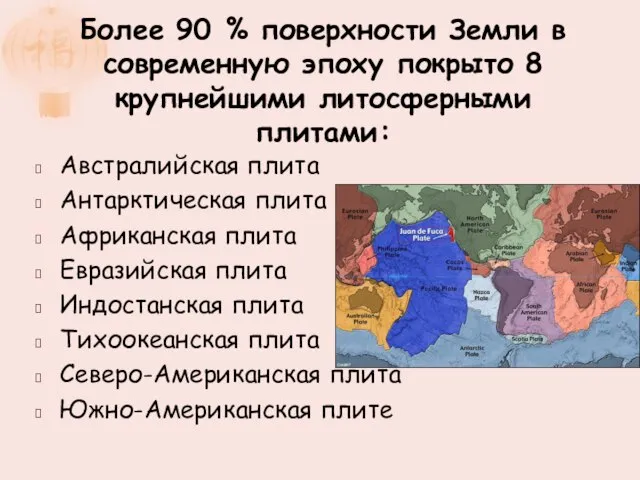 Более 90 % поверхности Земли в современную эпоху покрыто 8 крупнейшими