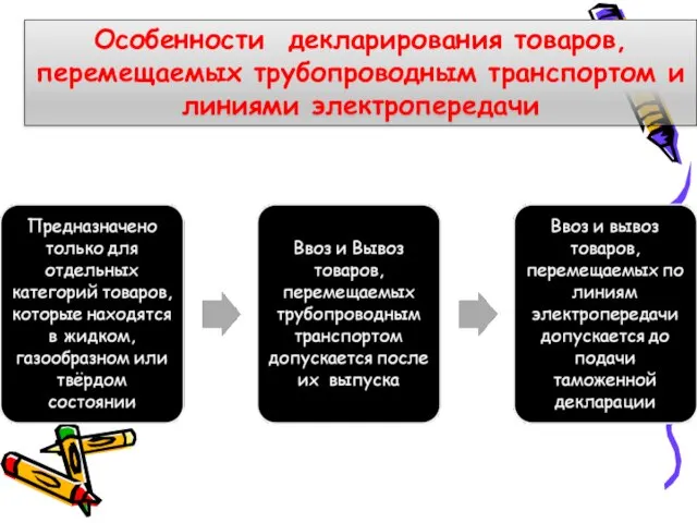 Особенности декларирования товаров, перемещаемых трубопроводным транспортом и линиями электропередачи