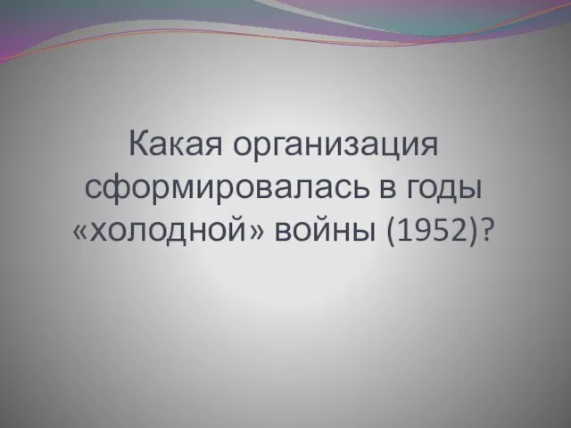 Какая организация сформировалась в годы «холодной» войны (1952)?