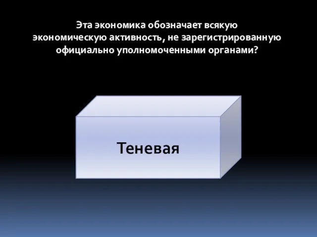 Эта экономика обозначает всякую экономическую активность, не зарегистрированную официально уполномоченными органами? Теневая