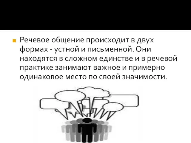 Речевое общение происходит в двух формах - устной и письменной. Они