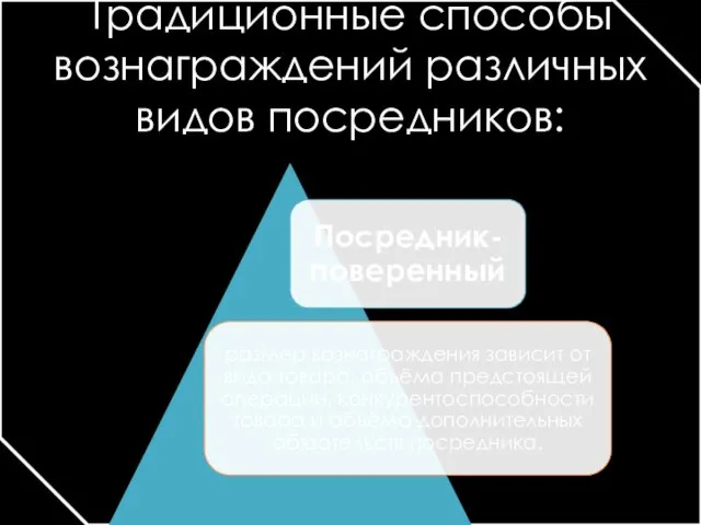 Традиционные способы вознаграждений различных видов посредников: