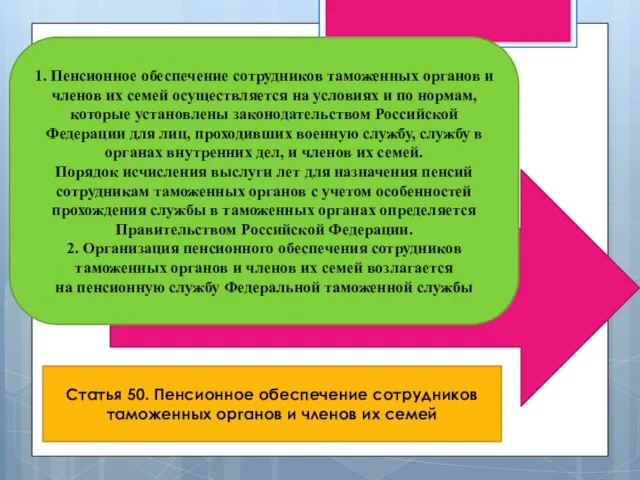 1. Пенсионное обеспечение сотрудников таможенных органов и членов их семей осуществляется