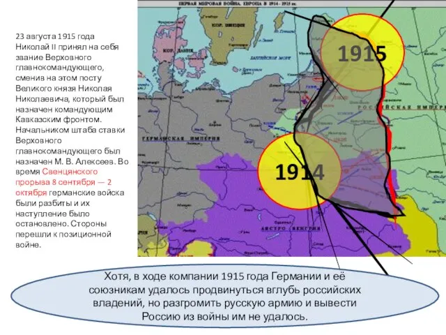 23 августа 1915 года Николай II принял на себя звание Верховного