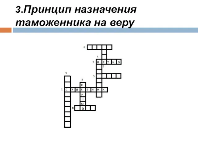 3.Принцип назначения таможенника на веру