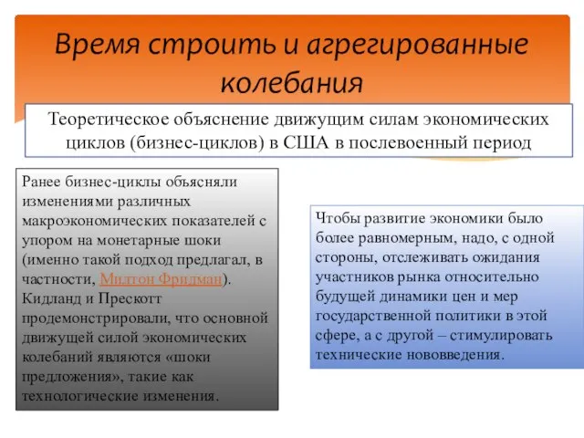 Время строить и агрегированные колебания Теоретическое объяснение движущим силам экономических циклов